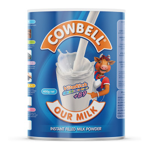 Cowbell Plain Premium Powdered Milk Tin - 400g (12 Pack) 